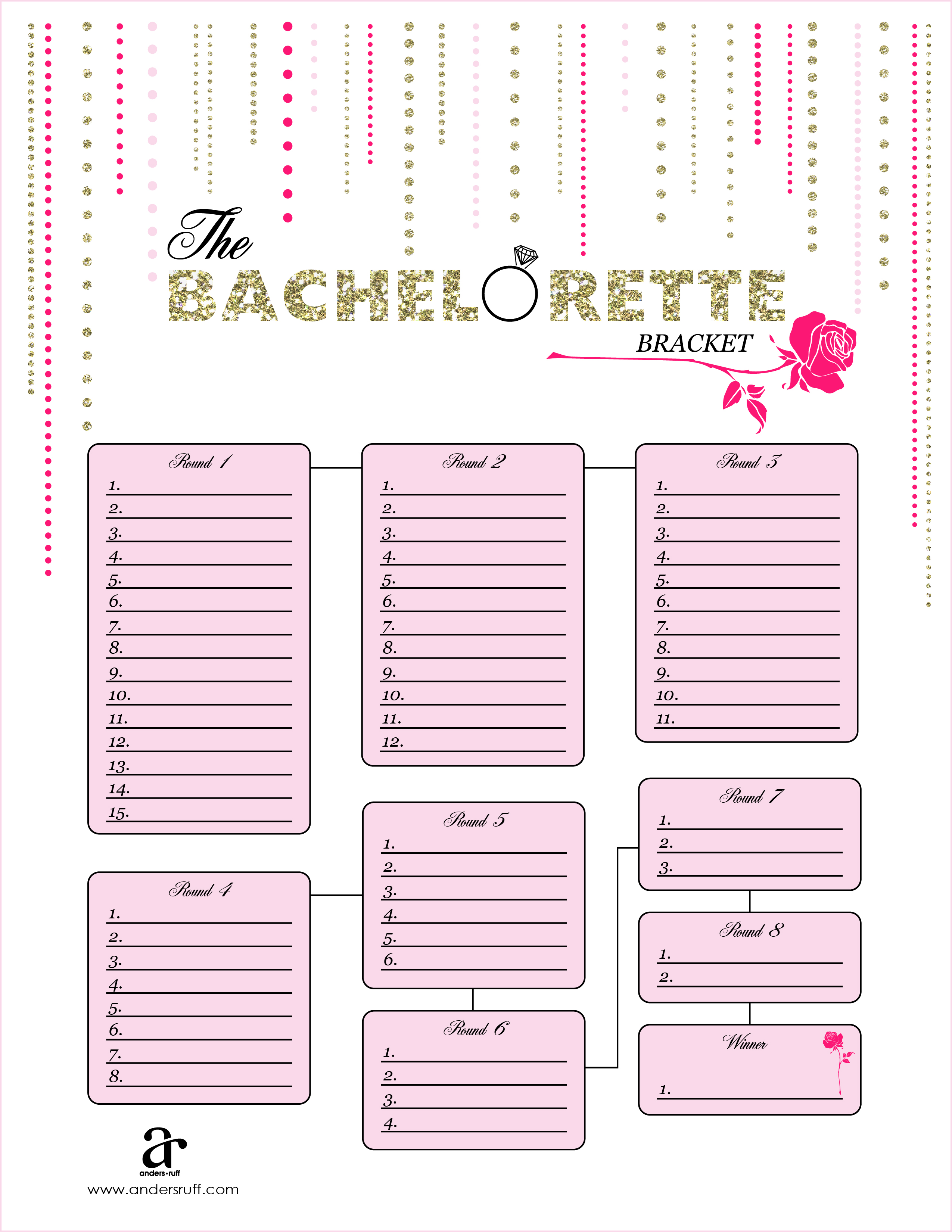 Ruff Draft Bachelorette Bracket Free Printable Anders Ruff Custom