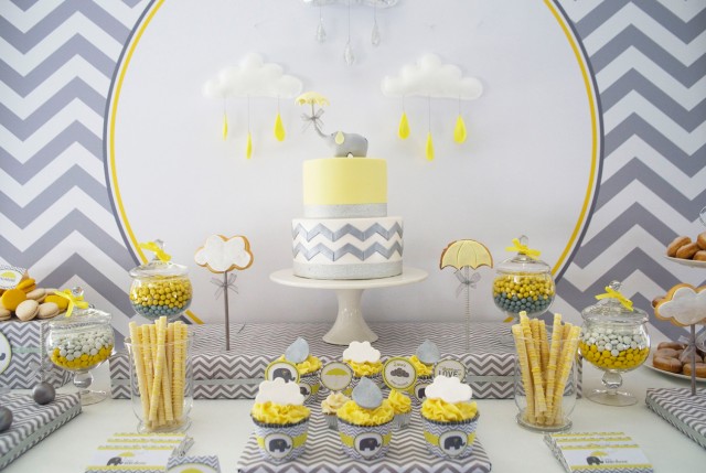 Yellow and Grey Elephant Baby Shower - Anders Ruff Custom Designs, LLC