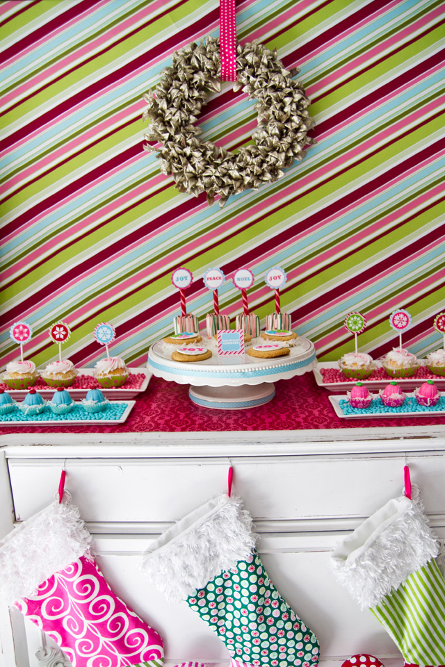 vintage christmas dessert table