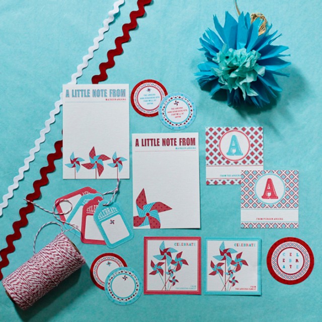 Pinwheel printable party packaging collection