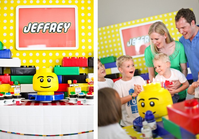 lego inspired dessert table