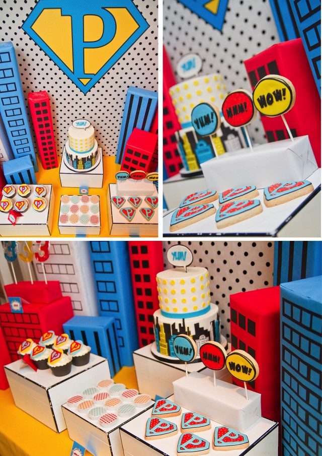 View of Vintage Super Hero Party Desserts