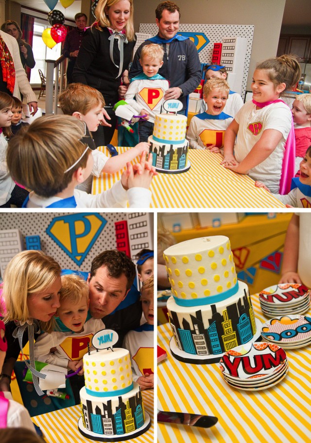 Super hero cake and candles