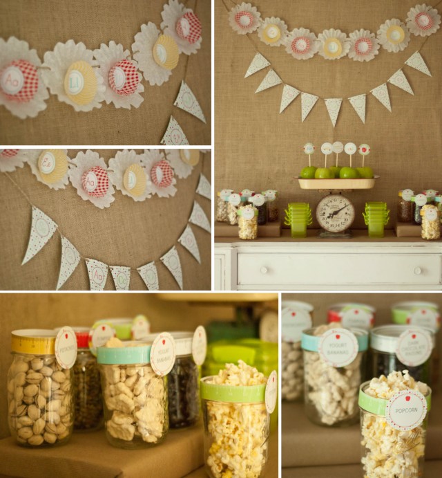 Healthy Snack Week Banner and Trail Mix Jars