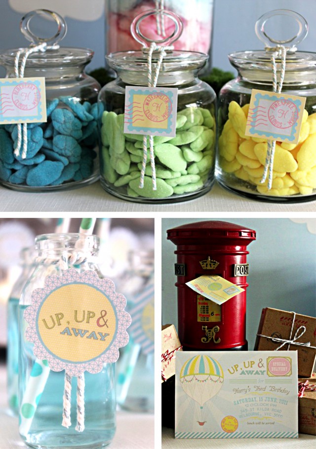 up up and away favor tag and lolly jar label