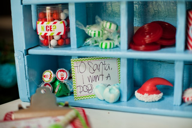 sweets on shelf - elf hat