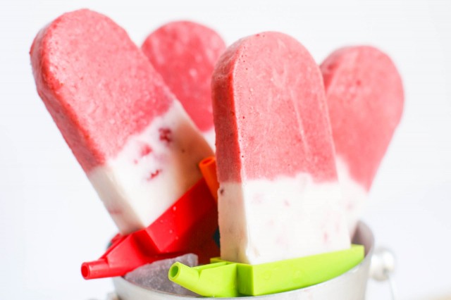 Strawberries and Cream healthy popsicle recipe