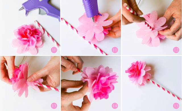 Step by step tutorial for creating tissue paper flower