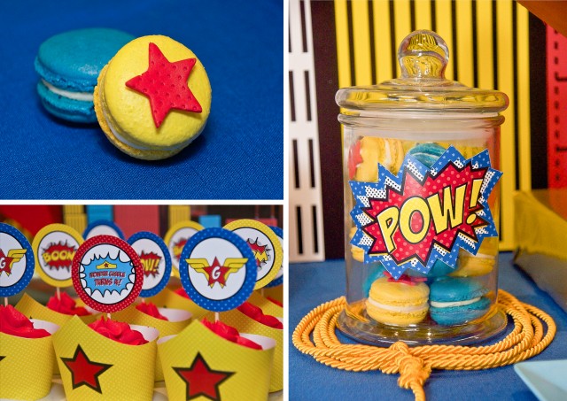 wonder woman super hero macarons