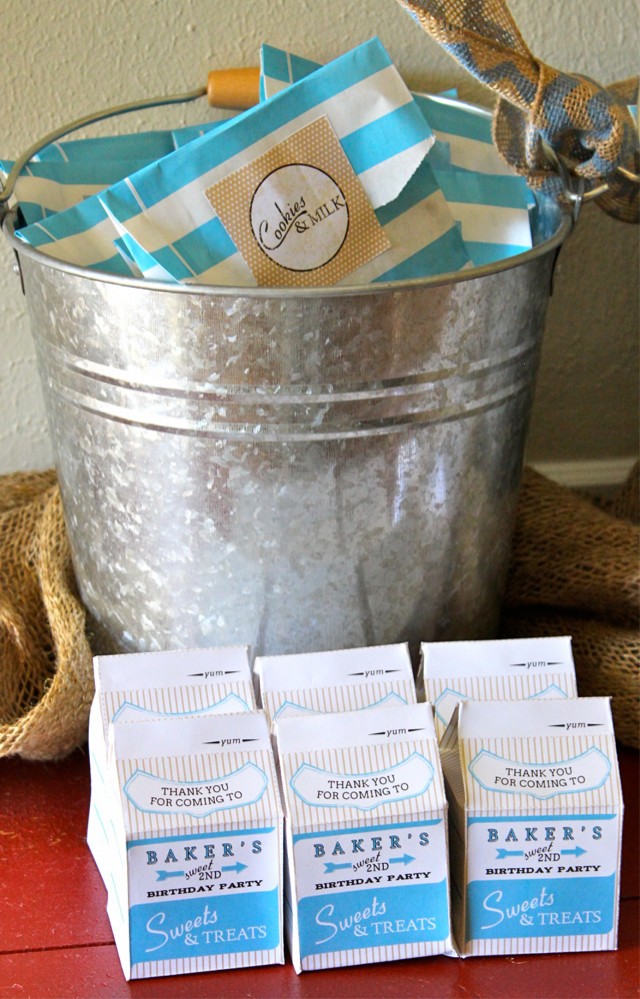 milk and cookies birthday party favors