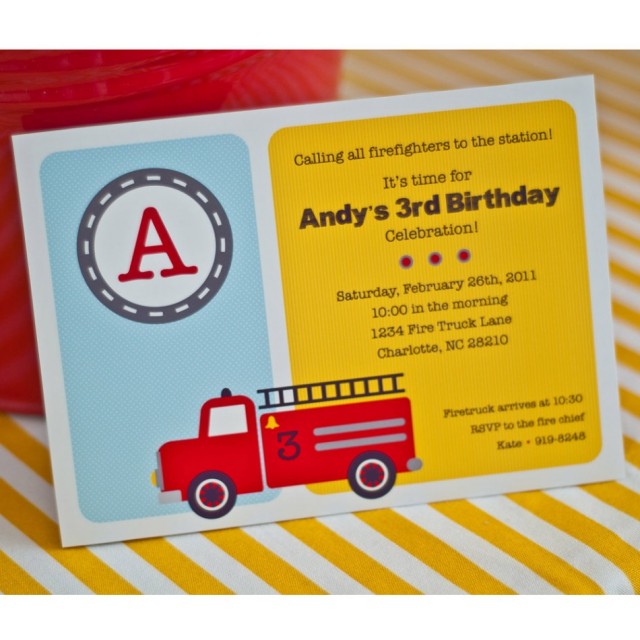 Police and Fireman Birthday Party - fireman invitation