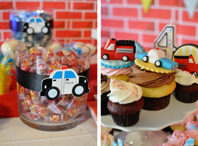 fireman party cupcakes