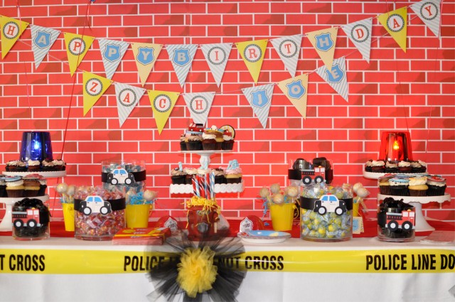 firetruck party dessert table