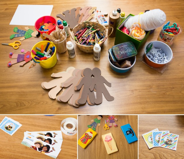 kids craft table for I am Mixed book launch