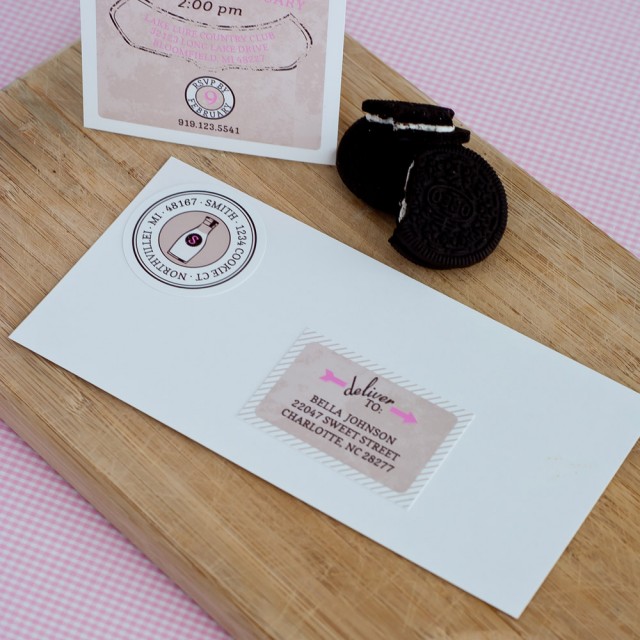 pink milk and cookies invitation