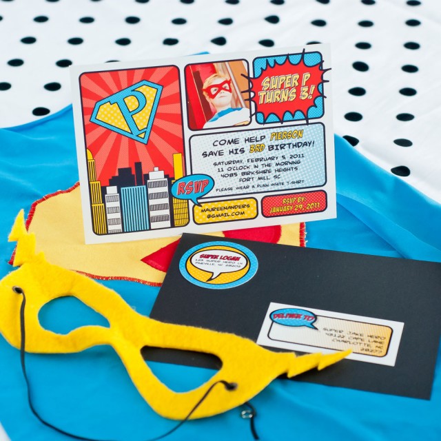 vintage super hero invitation