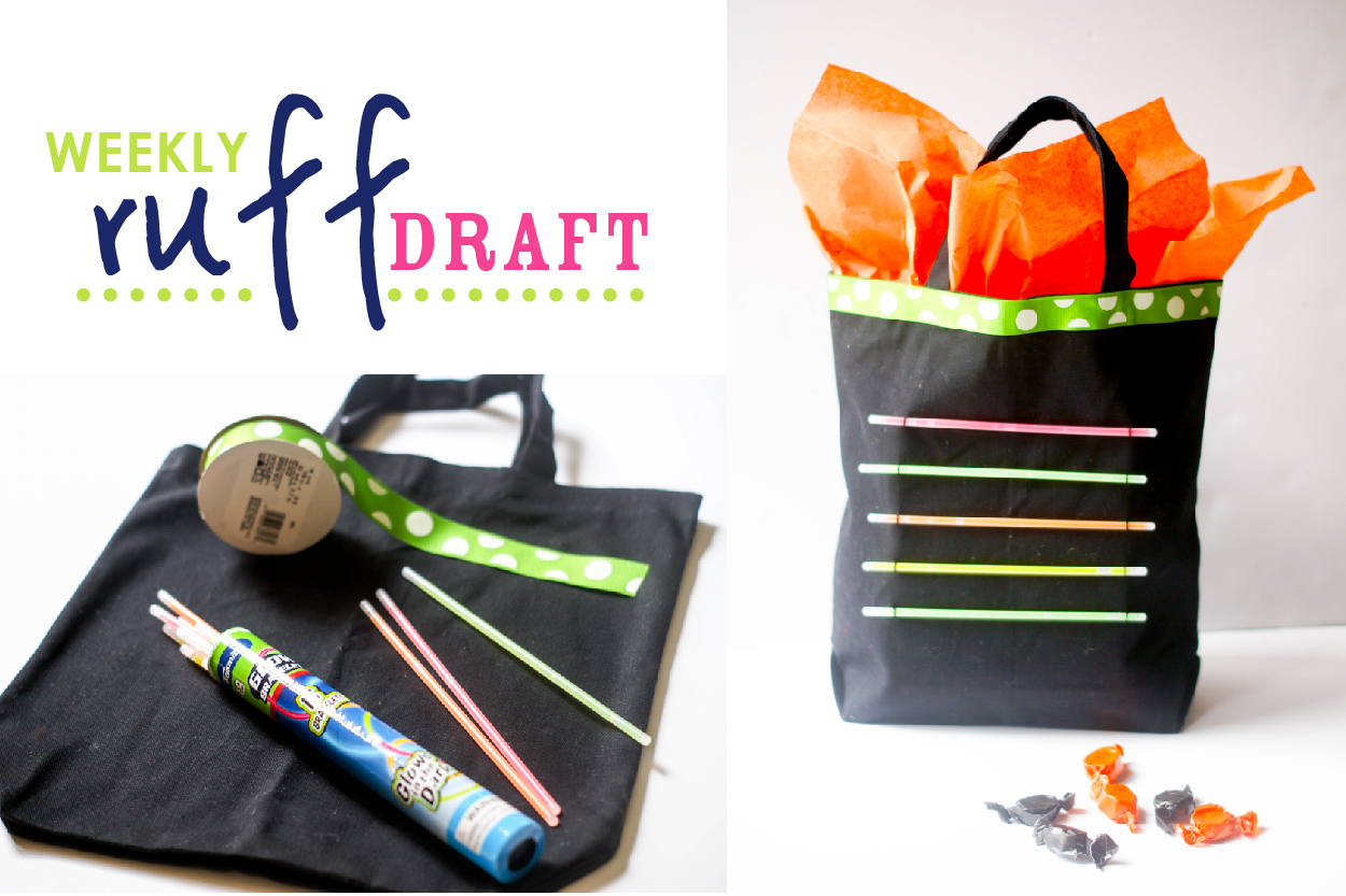 diy glow stick tote for halloween