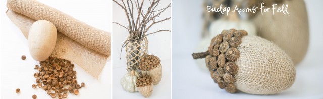 DIY burlap acorns for fall decor