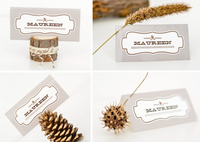 Place Card holders for printable rustic thanksgiving cards