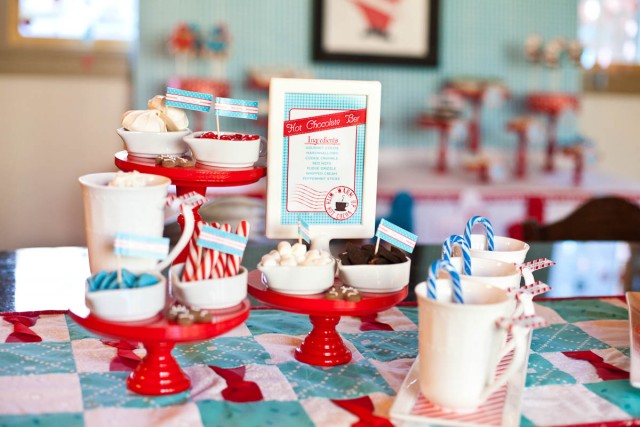 Setting up a hot cocoa bar