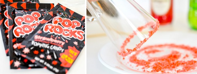 Dipping glass in pop rocks