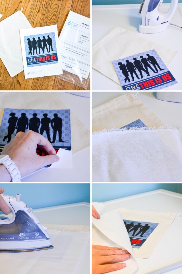 Iron on favor bags for One Direction Movie Viewing Party