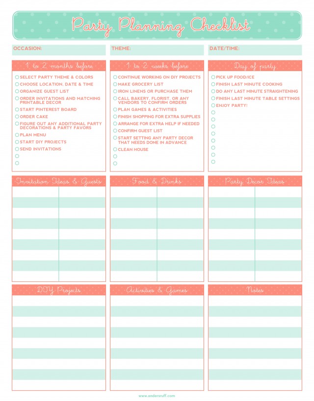 Ruff Draft FREE PRINTABLE Party Planning Checklist Anders Ruff