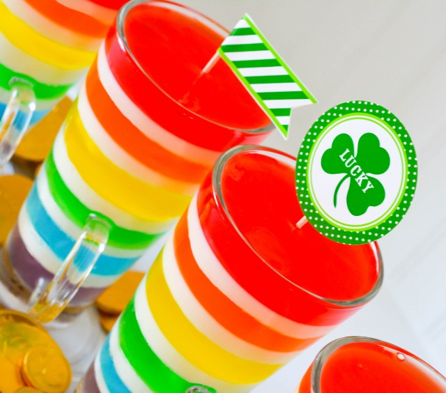 Rainbow jell-o for St. Patrick's day