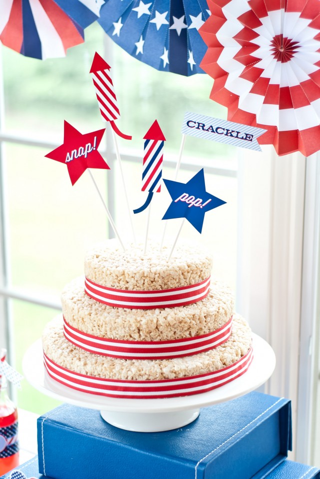 red white and blue cake