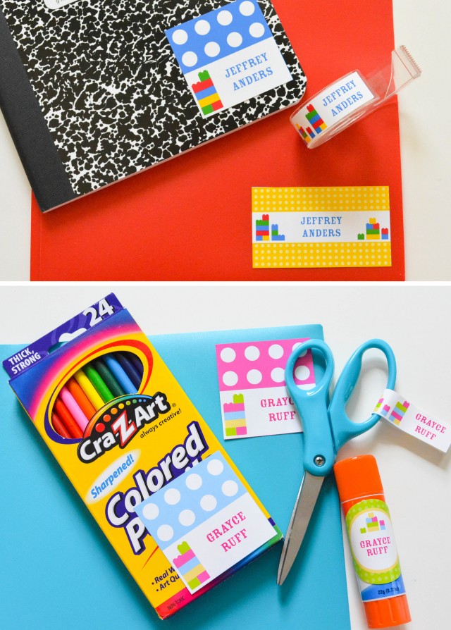 Back to school labels for supplies