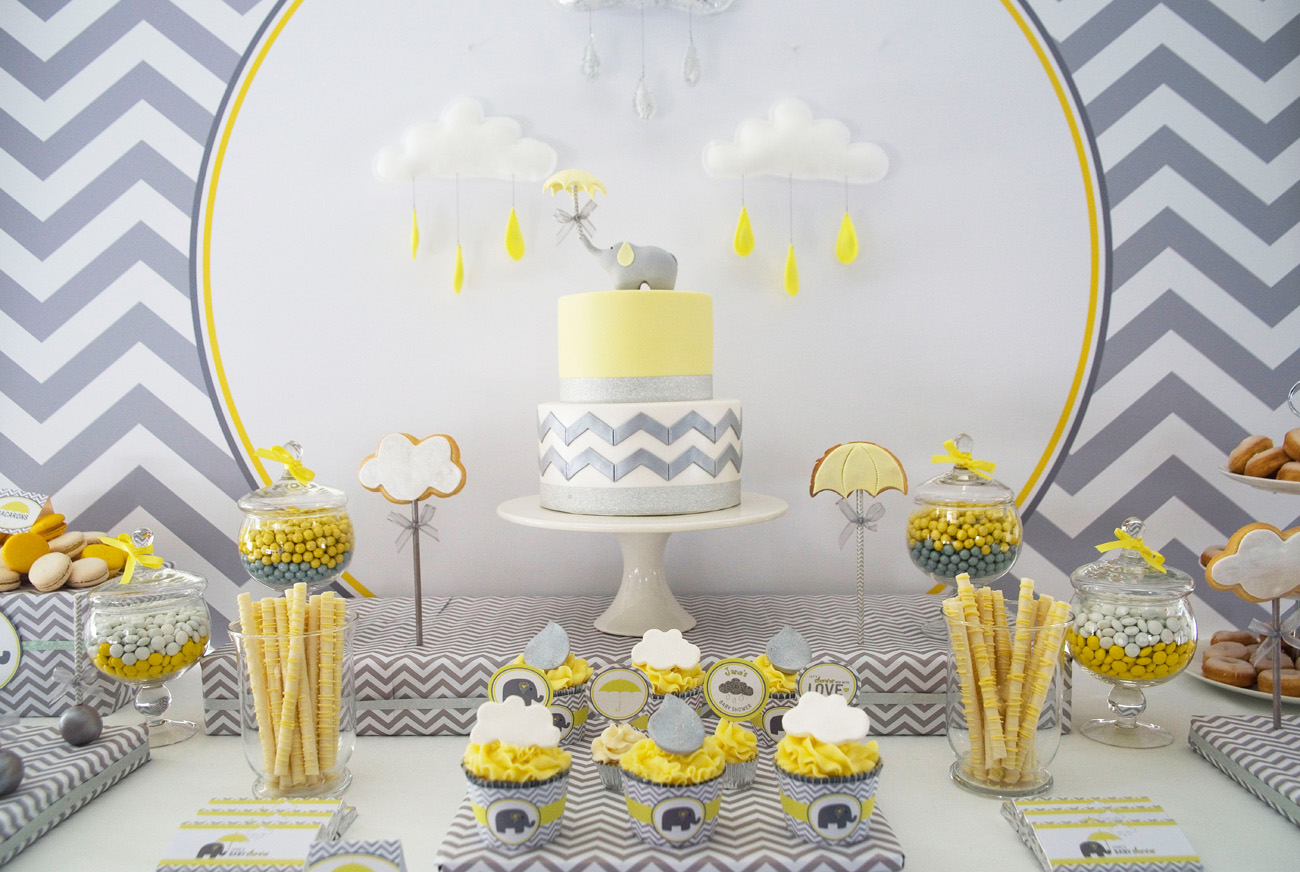 Gray elephant hot sale baby shower