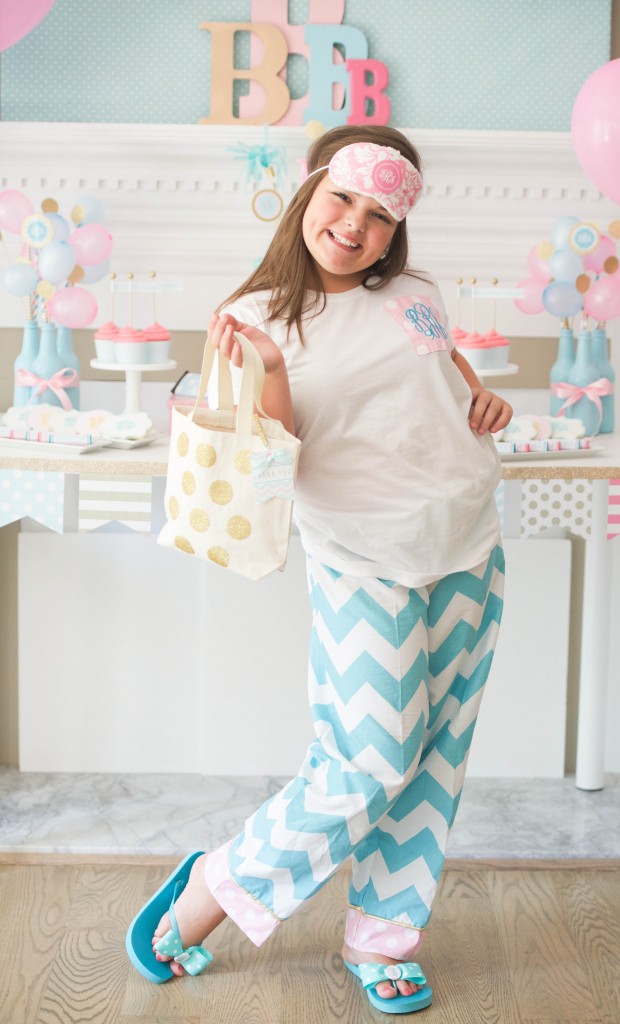 Monogram slumber birthday party for tweens/teens