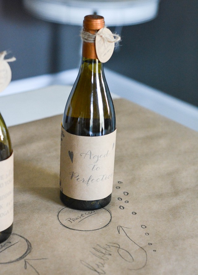 Craft paper wine wrap labels for girls night