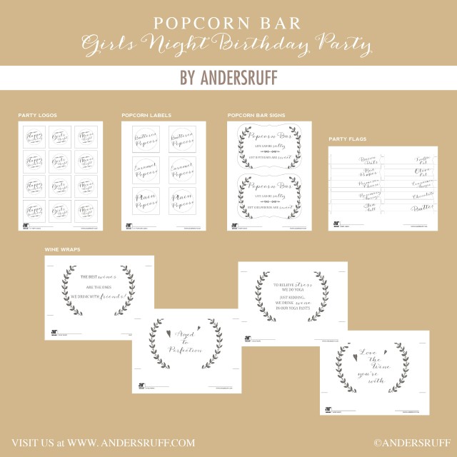 Popcorn bar printables