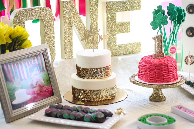 Dessert table at St. Patrick's Day Birthday Party