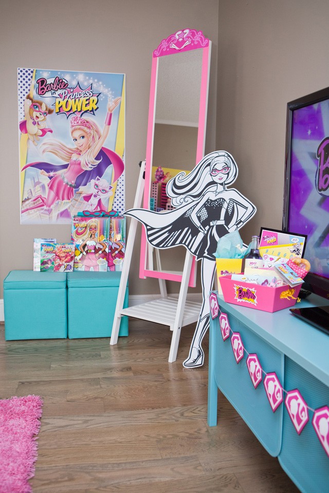 barbie movie viewing party setup