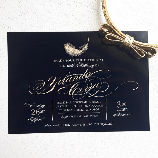 feather party invitation