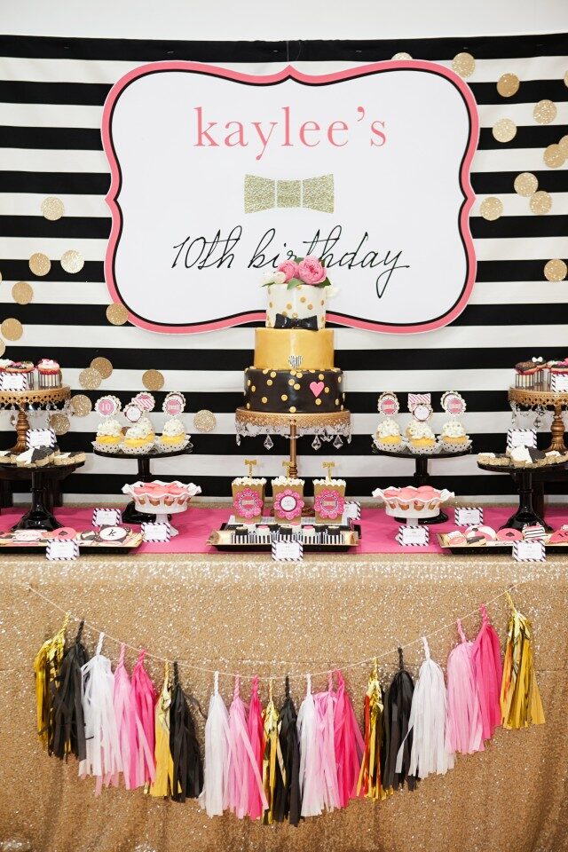 Kate Spade inspired girls pool party decorations