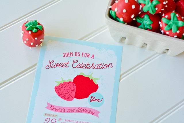 strawberry party invitation