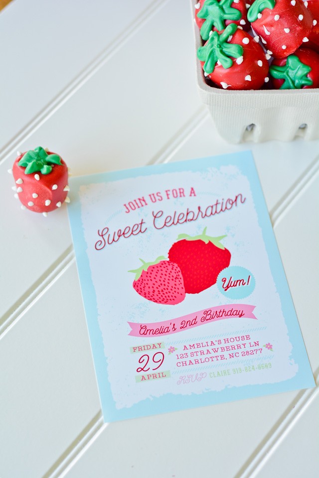 strawberry party invitation