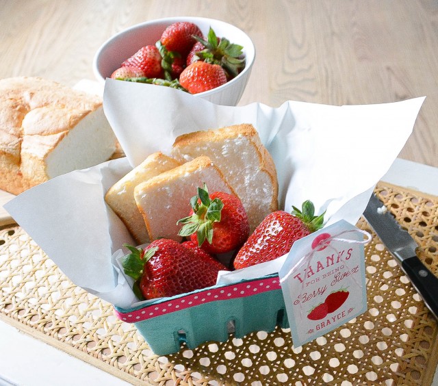 Creating strawberry shortcake favor basket