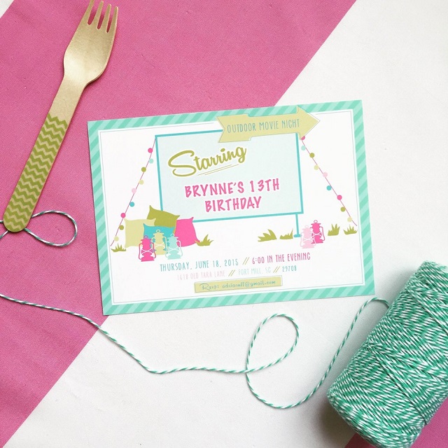 Summer Parties - Printable Outdoor Movie Night Invitation available at Anders Ruff