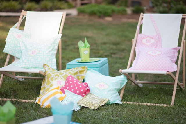 monogram pillows and ikea chairs