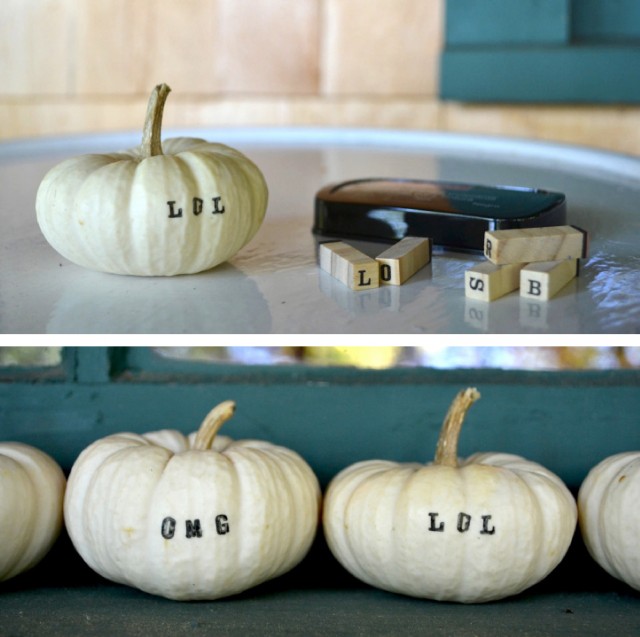 texts messages on pumpkins