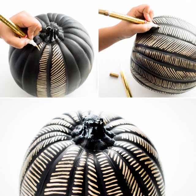 hand painted herringbone pumpkin