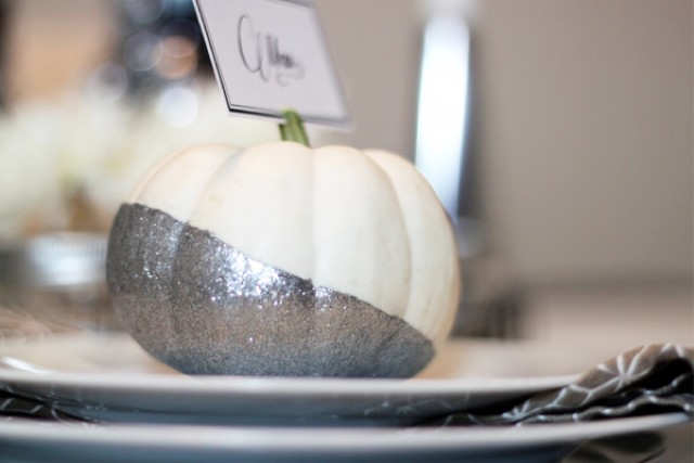 Silver glitter dipped pumpkin