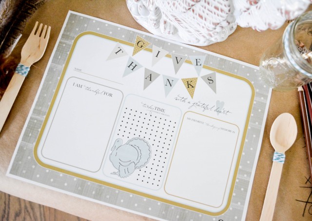 FREE printable thanksgiving placemat