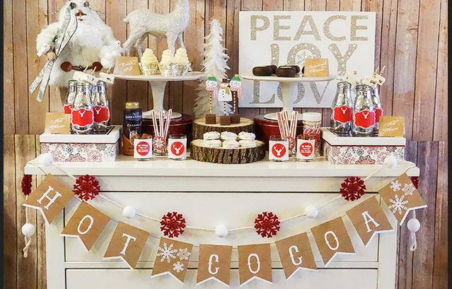 Dining Delight: Hot Cocoa Bar with Gingerbread Theme  Gingerbread  christmas decor, Christmas hot chocolate bar, Christmas hot chocolate