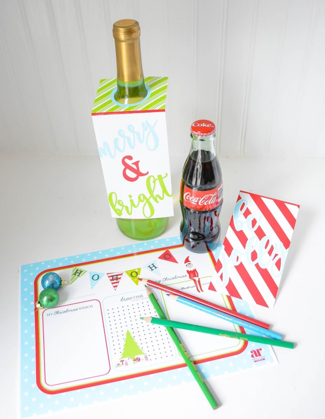 Free Printable Christmas Placemat & Bottle Tags