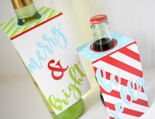 Holiday wine and bottle tags